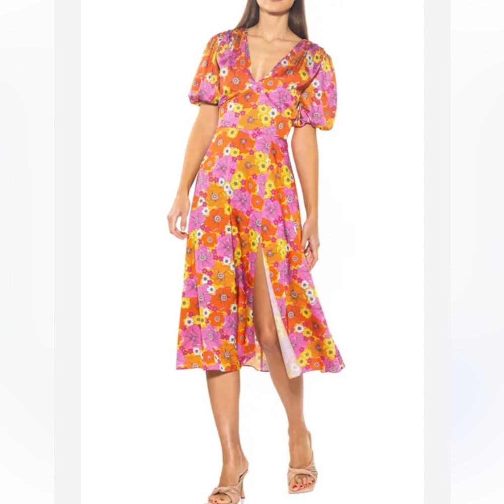 Alexia Admor  Puff Sleeve Fit & Flare Midi Dress.